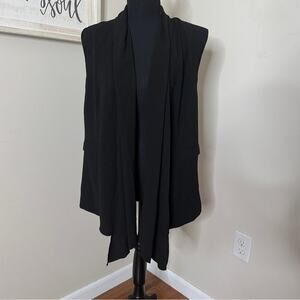 Chicos Black Label Asymmetrical Chiffon Drape Vest Black Size 0/S